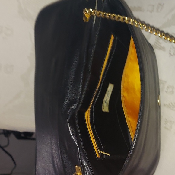 Vintage Susan Gail Black Leather Clutch Shoulder chain Bag - Picture 12 of 13